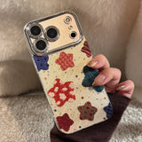 Korean Colorful Stars Glitter Plating Phone Case For iPhone 17 Air 16e 15 14 13 12 11 Pro Max XS X XR 7 8 Plus Shockproof Cover