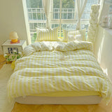 Nordic Bedding Set Ins Popular Striped Duvet Cover Set Bed Sheets Set Single Twin Full Queen Size Skin-Friendly Soft Bedding