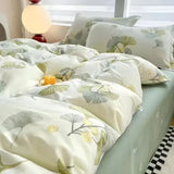 Pink Flowers Duvet Cover Set Ins Fashion Single Queen Size Girls Boys Flat Sheet Pillowcase No Filler Home Decor Bedding Set