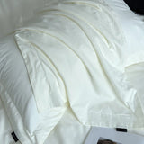 600TC Egyptian Cotton Thickened Brushed Fabric Bedding Set Solid Color Queen Size Duvet Cover Bed Sheets Fitted Sheet Pillowcase