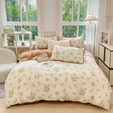 Ikeehome  Class A super soft jacquard cloud yarn cotton four-piece set, bed sheet, bed hat, quilt cover, student dormitory bed
