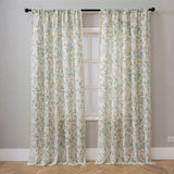 New Semi-Sheer Blackout Curtains, Slub Linen Look Floral Print Rod Pocket Drapes for Living Room Bedroom, 1/2 Panels Ready Made