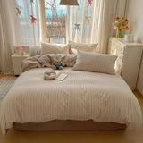 Striped Bedding Set INS Nordic Girls Soft 100% Cotton Bed Sheet Queen King Size Duvet Set Comforter Set Pillowcase Bed Linens