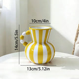Retro Stripe Ceramic Vase, Elegant Minimalist Home Decor for Living Room Table