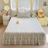 1PC 100%Cotton Bed Skirt Queen/King Size Floral Printed Bed Sheet with Ruffles falda de cama Full Size Bed Skirt for Single Bed