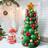 82pcs Christmas latex balloon set gold pentagram balloon accessories, green, red, and gold balloons suitable