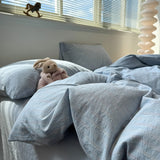 Simple A-Class Pure Cotton Waed Bedding Four-Piece Set Striped Duvet Cover ZD Color Woven Bedding Set for All Seasons