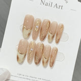 10pcs detachable handmade artificial nails Maillard press on acrylic nails almond brown coffee ballet false nail for fall winter