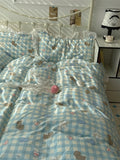 Romantic Floral Dog Cotton Bedding Set Lovely Cartoon Pure Cotton Four-Piece Suite Lace Design Cotton Duvet Cover eet Pillo...