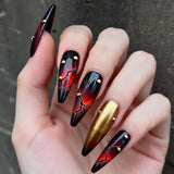 Cat Eye Press on Nails Short False Nails Art Full Cover French Sheer Wearable Nail Manicure Tips Cool Girl Artificial False Nail