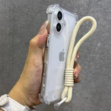 Luxury Transparent With Lanyard Phone Case For iPhone 17 16 15 14 13 12 11 Pro Max XS X XR 7 8 16 Plus 16E Shockproof Soft Cover