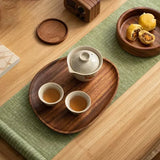 New American Walnut Tray Fruit Tray Solid Wood Circular Shaped Household Water Cup Tea Cup Tray Japanese Wooden Plate Tableware