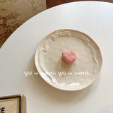 Ins Style Bow Dessert Plate High-end Solid Color Ceramic Disc Korean Underglaze Color Western Tableware Home Relief Bread Plates