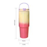 890ml/30OZ Large-capacity Car-mounted Thermos Cup,Double-layer Stainless Steel Vacuum Flask,Handle Outdoor THERMAL WATER Bottle