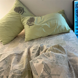 Countryside Forest Duvet Cover Green Leaf Embroidered Quilt Set Four Piece Set Clearance Style Small Fresh Bed Set