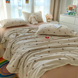 Printed Floral Summer Quilt Four Piece Set Suitable for Bedroom Bedding Set Summer Quilt Bed Sheet With Pillowcases Home Textile