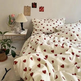 Girls Duvet Cover Pink Bow Kawaii Bedding Set Polyester Bedclothes Sheet Pillowcase Twin Full Queen Size Ins Floral Bedspread