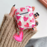 Pink Heart Girls Case for AirPods 4 Pro Shell Texture Earphone Protective Cover for Airpods 2 3 3rd Soft IMD Case with Keyring