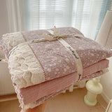 Print Floral Bedding Set Double Layer Yarn Four Pieces Set Soft Comfortable Duvet Cover Bed Sheet With Pillowcases Home Textiles