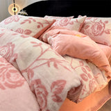 New autumn and winter thickened warm and comfortable rabbit plush four-piece set student dormitory three-piece bedding