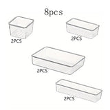 Multifunctional Transparent Drawer Organizer Set (4/8/13/25/28-Piece Sets) — For Storing Cosmetics, Jewelry, and Office Supplies