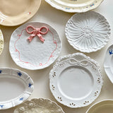 Cream Wind Plate Collection Embossed Lace Dessert Plate Italian Noodle Plate Salad Plate Cute and Beautiful Home Use