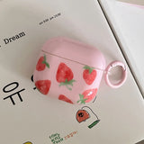 Korea Cute Pink Strawberry Pattern Silicone Earphone Case for AirPods Pro 2 AirPods 4 AirPods 1 2 3 Soft Protection Cover Coque