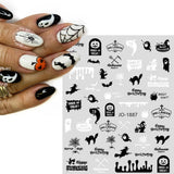 3D Luminous Nail Stickers Decals Black White Spider Web Skull Alien Planet Glow In The Dark Halloween Manicure Foils Tattoo Tips