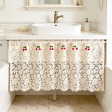 French Countryside Beige Lace Short Curtains,Cute Red Cherry Double Layered Design,Small Size Curtain For Kitchen,Home Drapes ﻿