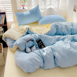 Solid Color Bedding Set Kids Twin Full Queen Size Washed Cotton Single Couple Duvet Cover Set Quilt Cover Pillowcases Bed Linen