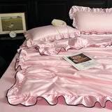 Korean Version Ruffled Summer Cool Quilt Washed Silk Machine Washable Summer Quilt Twin Air-Conditioned Quilt Comforter Bedding