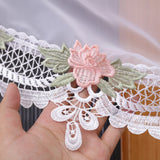 1PC French Floral Lace Sheer Curtain, Romantic Rose Trim Semi‑Transparent Gauze, For Living Room, Sweet Housewarming Gift