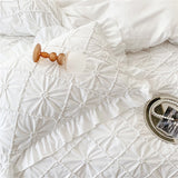 Three-Dimensional Pinch Pleated Crafts Double Duvet Cover Set 200x230 Solid Twist Flowers King Size Bedding Set Quilt Cover Set