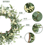 20 Inch Artificial Green Eucalyptus Leaf Wreath Spring Summer Wreath for Window Home Porch Farmhouse Patio Garden Decor Gifts