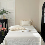 4Pcs Pink Chiffon Lace Princess Wedding Bedding Set Luxury 100% Cotton Duvet Cover Bed Sheet Or Quilted Bedspread Pillowcases