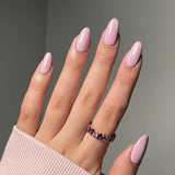 24Pcs Simple Wine Red Fake Nail with Glue Mid-length Almond Press on False Nails Wearable Round Head Oval Full Cover Nail Tips