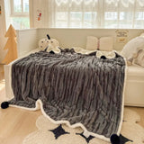 Ikeehome  new small fresh thickened milk fleece four-piece coral fleece winter warm student four-piece set