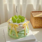4-inch Pink Strawberry Mini Plastic Simulation Birthday Cake Model Decoration Showcase Dessert Sample Display Photography Props