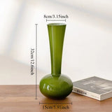 Modern Green Narrow Neck Glass Vase Floral Arrangements Bottle Minimalist Office Table Centerpiece Decor Home Aesthetic