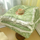 French Style Double-Layer Yarn Bean Quilt Spring and Autumn Warmth Quilt Adult Double Four Seasons Comforter Quilt Lace Ruffles