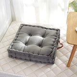 Grey Square Thick Floor Seating Cushions Tufted Cushion Meditation Pillow Floor Pillows Seating with Carrying Handle Tatami Pad