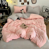 Solid Color Bedding Set Kids Adults Twin Full Queen Size Bed Flat Sheet Soft Duvet Cover Set Quilt Cover Pillowcases Bed Linen
