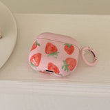 Korea Cute Pink Strawberry Pattern Silicone Earphone Case for AirPods Pro 2 AirPods 4 AirPods 1 2 3 Soft Protection Cover Coque