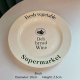 Retro Style English Letters Ceramics Tableware Mug Soup Plate Cream Color Desserts Steak Porcelain Main Dish Plate Coffee Cups