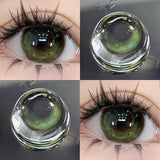 1Pair Color Contact Lenses New Product Lan Cat Sclera Blue Green Lenses Degree Prescription -0.00 to -8.00 Beauty Pupils