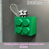 Magnetic Refrigerator Storage Box Plastic Building Block Refrigerator Side Mount Rack Organizer for Kitchen Wrap Straws Utensils