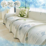 1PC-Tulip ice silk sofa towel, pet friendly scratch and dust resistant sofa towel, soft fabric, exquisite flower pattern