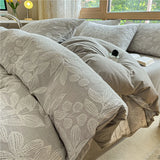 4Pcs Light Luxury A Three-layer Yarn 100% Cotton Jacquard Sheet High-end Futon Sheet Bedding Duvet Cover 200x230 Four Seasons