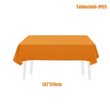Solid Orange Disposable Tableware Set Paper Plates Cups Napkins Tablecloth For Fall Thanksgiving Halloween Birthday Party Decor