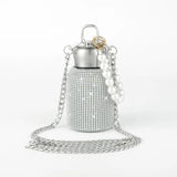 300ml Mini Thermos Cup With Pearl Chain Rope for Women,Diamond-encased Case,Stainless Steel Vacuum Flasks,Drinkware,Water Bottle